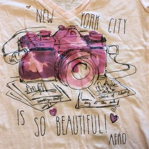 Aeropostale pink cotton tee camera design
